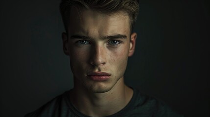 Obraz premium Dark background with text BLACK FRIDAY featuring a handsome young man in a toned portrait