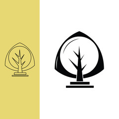 tree logo with unique illustrations, Line art style and silhouette stylish.