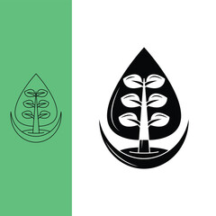 tree logo, trees have benefits for balancing the world, logo design template sign. monoline style and silhouette stylish.
