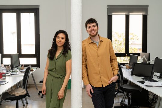 co-workers at office tech startup
