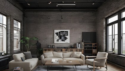 living room interior with fireplace ,Grunge style interior
