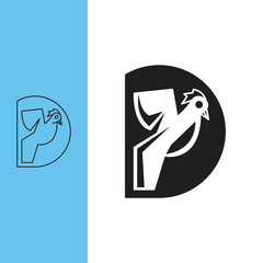 dove logo with letter d. monoline style and silhouette stylish.