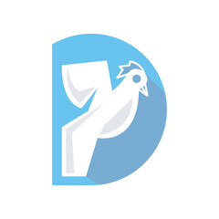 dove logo with letter d. solid color style.