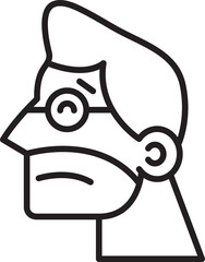 Beard Man Face Avatar Line Art