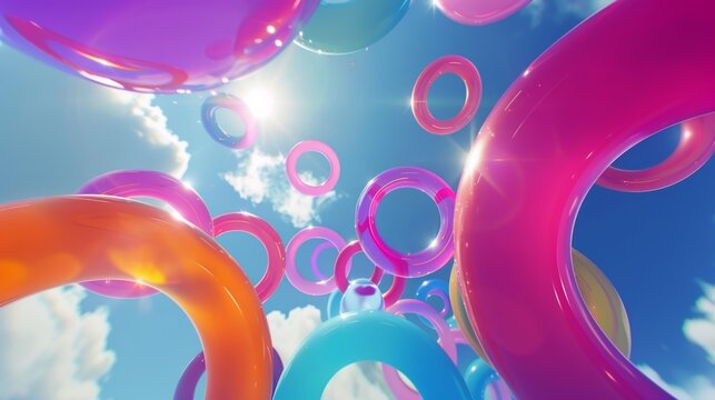 The first obstacle in the race is a series of rings hovering in the air each made up of smaller heliumfilled baryon balloons.