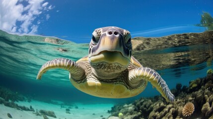 Close-up selfie portrait of a turtle.