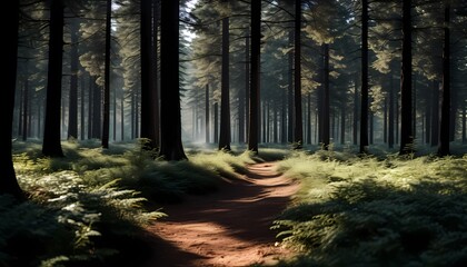 Obraz premium Morning in a pine forest