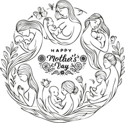 Obraz premium Adobe Illustrator Artwork, Mother's Day, Mothers Day, life cycle of a mother, mother's love, mom and baby, mother's day special.