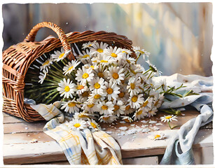 Obraz premium bouquet of daisies on the table
