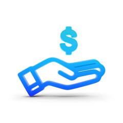 hand holding a dollar sign outline 3d