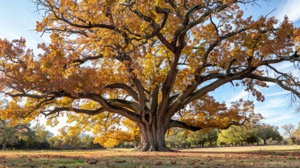 Fototapeta premium Large oak tree during the fall season