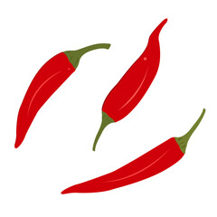 Red chili peppers set.