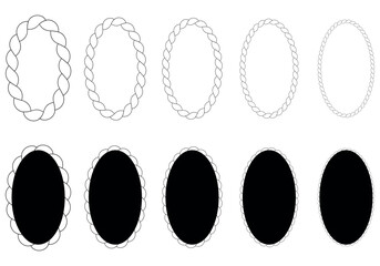 Set of braided rope frames in circle and oval shape. © Vector Elements