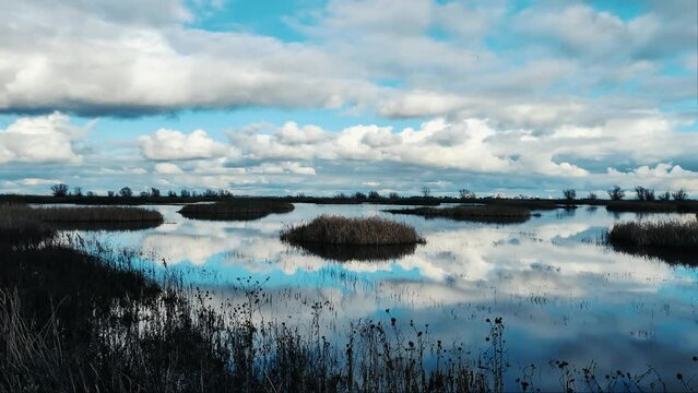 Beautiful river Gudenaa at Randers, Denmark on a cloudy day