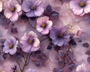 Lilac Flower Floral Seamless Patterns for Wallpaper, Fabric Prints, Home Décor, and Digital Backgrounds