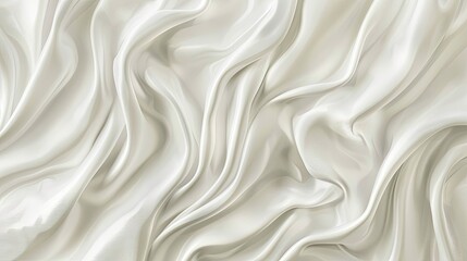 A seamless abstract white texture background featuring elegant swirling curves in a wave pattern, set against a bright white fabric material background.