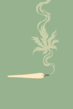 CBD green joint with smoke