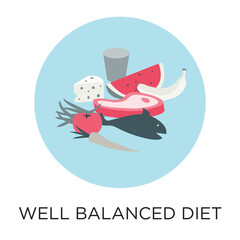 Well-balanced diet vector icon, flat style illustration
