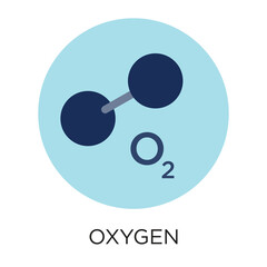 Oxygen vector icon, flat style illustration, circle design, black type, infographic