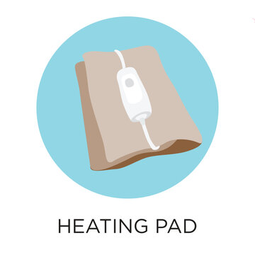 Heating pad vector icon, flat style illustration, circle design, black type, infographic