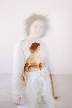 Portrait of a woman with multiple exposures 
