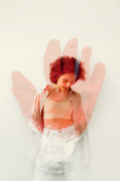 Blurred photo of a person, multiple exposure