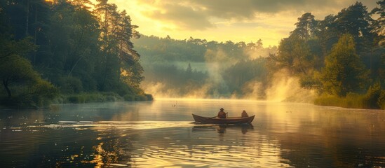 People boating on a calm river