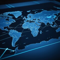 world map on blue background