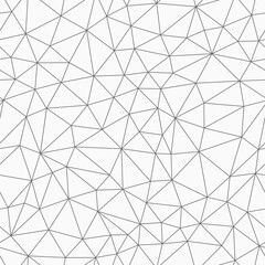 Geometric template background. Grey color. Small triangles size. Thin lines weight. Repeatable pattern. Seamless tileable vector illustration.