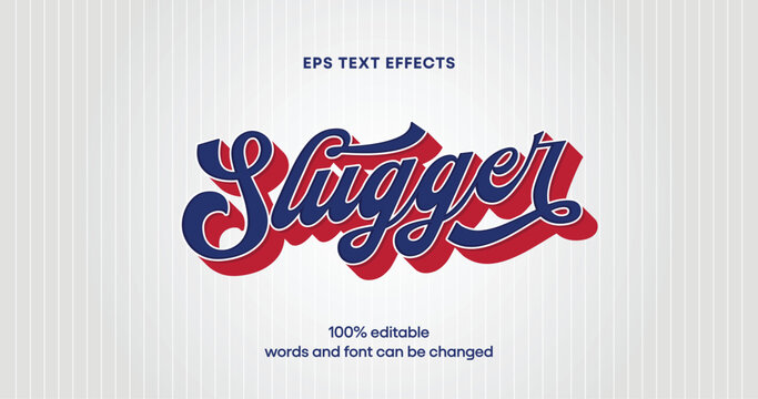 Slugger text effects. Baseball and American sport stylish design concept. Font styles vector EPS