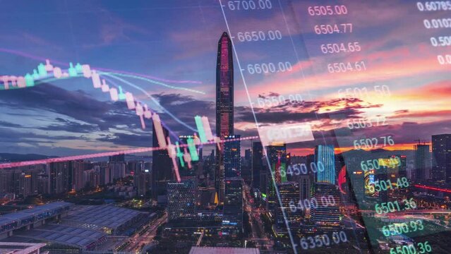 Creative timelapse of financial exchange rate volatility trading line chart, financial concept