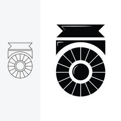 award badge, decorated by stars and ribbons, logo design template sign. monoline style and silhouette stylish.