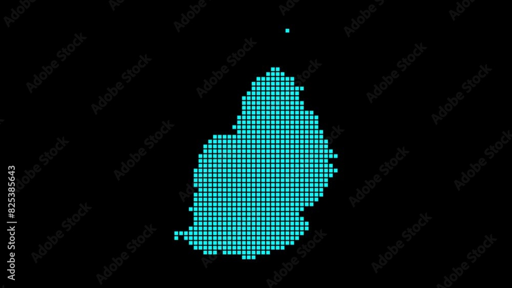 Poster mauritius digital map. map of mauritius in dotted style. shape of the island filled with rectangles.