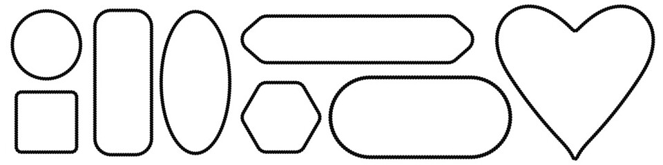 Braided rope frame. Collection of borders in squares, circles and ovals. Vector of thin and thick elements isolated on white background.