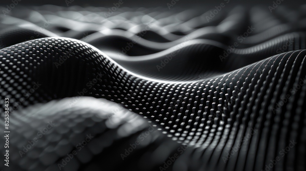 Poster abstract black metallic surface with wave pattern, showing fine texture and light reflection, ideal 