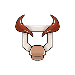 bull head logo with a shield head shape. logo modern sign template. solid color style.