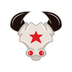 bull logo with a star on its forehead. solid color style,