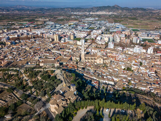 Aerial view of Xativa, Spain showcasing historic architecture