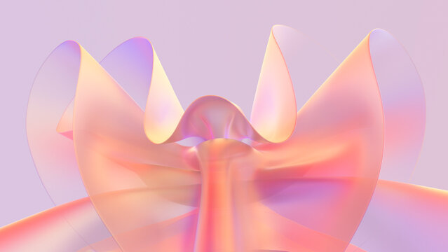 Transparent 3D abstract shapes in soft pastel colors
