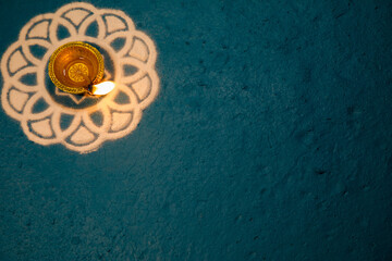 Diwali background. Oil lamp Diya.