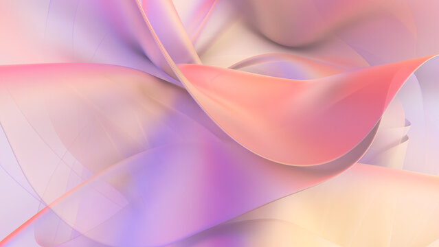 Transparent 3D abstract shapes in soft pastel colors