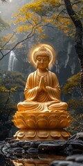 Buddha Statue Amidst Forest Setting