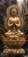 Golden Buddha Statue on Table