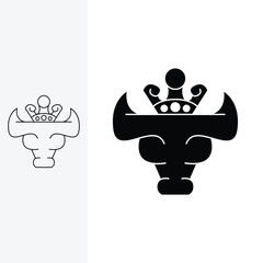 bull logo with a crown on top. monoline style and silhouette stylish.