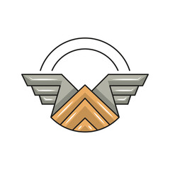 winged mountain logo, with wings forming the letter W. logo modern sign template. solid color style.