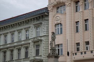 Scenic view of a statue against buildings in Bratislava, Slovakia