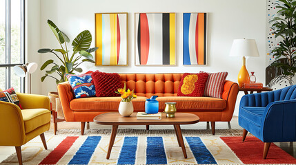 Art Home. Modern colorful living room Interior with sofa and painting