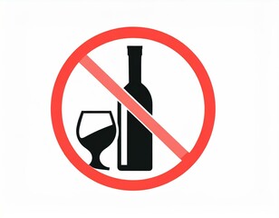 icon prohibiting drinking alcohol, vector image on white background, logo