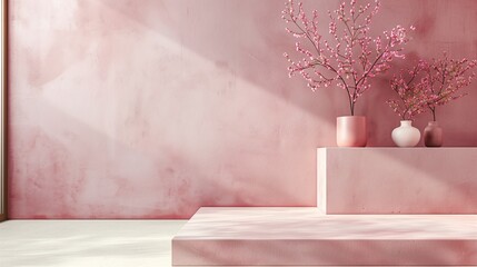 Minimalist Parapet Wall in Dusty Pink with Seamless Integration and Subtle Elegance