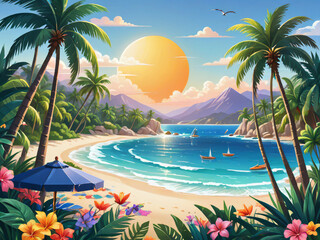 Obraz premium beach with palm trees